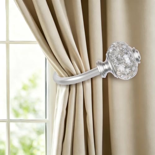 USFOOK Silver Curtain Holdbacks, Decorative Drapery Tiebacks, 2 Pack/1 Pair