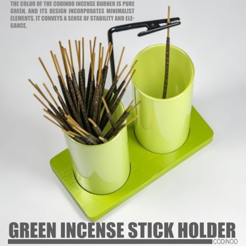 2 in 1 Incense Holder for Sticks,Glass Incense Burner Holder with Storage,Upside Down Incense Holder for Sticks with Glass Ash Catcher for Meditation Yoga Spa Room Home Decor[2 Long Light Green]