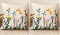 Embroidered Throw Pillow Cover 18x18 Inch - Spring Summer Boho Decorative Pillow Cover with Zipper for Living Room Couch Sofa Bed Aesthetic Design Flower Bird Cushion Pillowcase (Pack of 2)