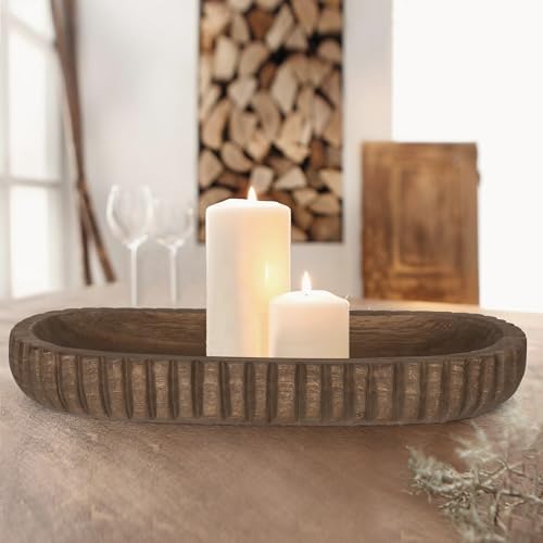 Oakrain Wooden Decorative Bowl for Home Decor, 16" Rustic Dough Bowl