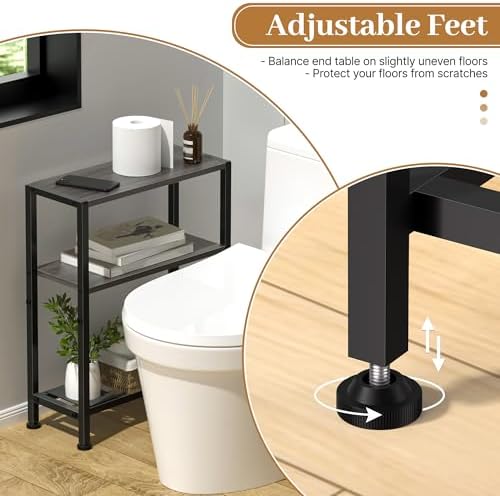 Narrow Side Table Set of 2, 2-Tier Small End Table,Slim Nightstand