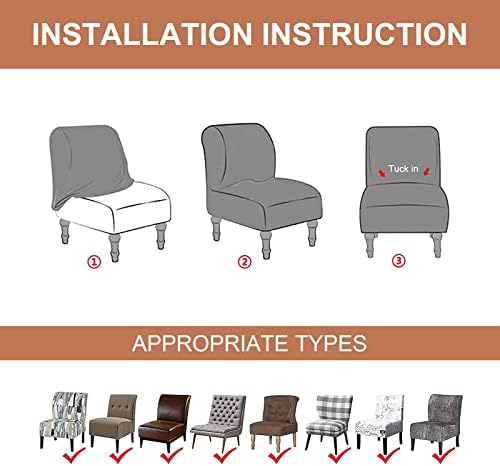Eco-Ancheng Armless Chair Slipcover Removable Armless Accent Chairs Covers Washable Armless Slipper Chair Slipcover Printed Armless Chair Furniture Protector Covers for Living Dining Room Hotel