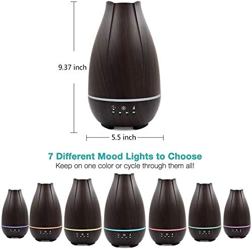 HealthSmart Essential Oil Diffuser, Cool Mist Humidifier and Aromatherapy Diffuser with 500ML Tank Ideal for Large Rooms, Adjustable Timer, Mist Mode and 7 LED Light Colors, Brown (Pack of 2)