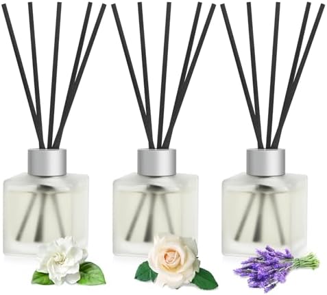 3-Pack Reed Diffuser Set, Gardenia/Lavender/Rose Scented Oil