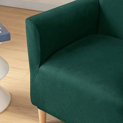 Stretch Chair Covers Banquet Armchair Slipcovers Luxury Velvet Armchair Sofa Covers Chair Slipcover Anti-Slip Furniture Protector for Living Room Friendly for Kids Pets (Dark Green)