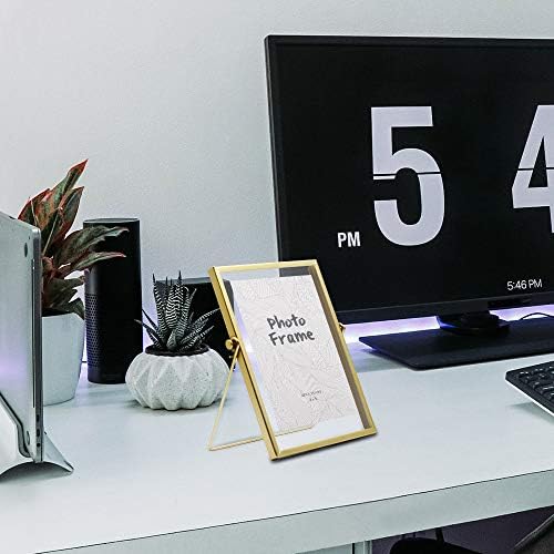 AceList Gold Picture Frame, 4 x 6 in Metal Floating Frame with Glass