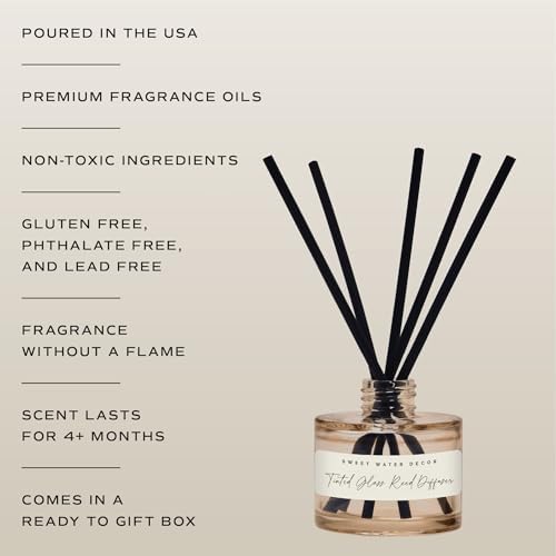 Sweet Water Decor Christmas Reed Diffuser Set - Fresh Cut Trees, Orange, and Cloves Holiday Scent for Home with Long Lasting Fragrance - Non-Toxic Oil Reed Diffuser Made in The USA