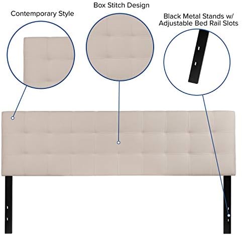 EMMA + OLIVER Beige King Quilted Tufted Headboard