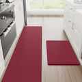 StepRite Kitchen Mats for Floor, 2-Piece Anti-Fatigue Rugs, Burgundy