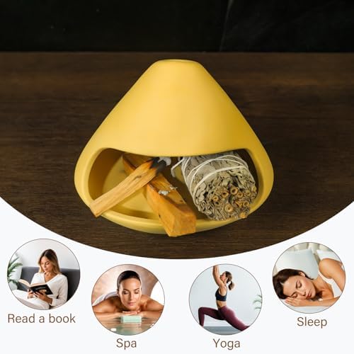 MOUGIGI Unique Zongzi Shaped Clay Smudge Bowl, Palo Santo Holder for Sage