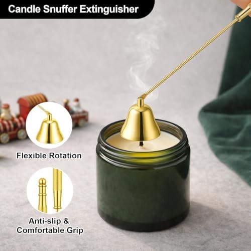 Ohtomber 3 in 1 Stainless Steel Candle Accessory Set, Gold Wick Care Tool