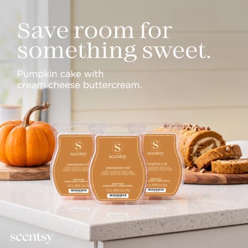 Scentsy Wax Melts, Pumpkin Roll 3 Bar Set, Paraffin Wax Cubes, 7.8 oz