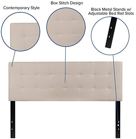 EMMA + OLIVER Beige Queen Quilted Tufted Headboard