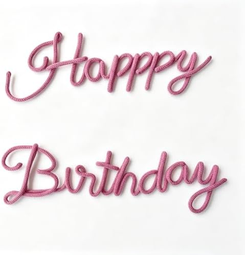 Pink Happy Birthday Sign Knitted Wire Words Birthday Wall Hanging Decor