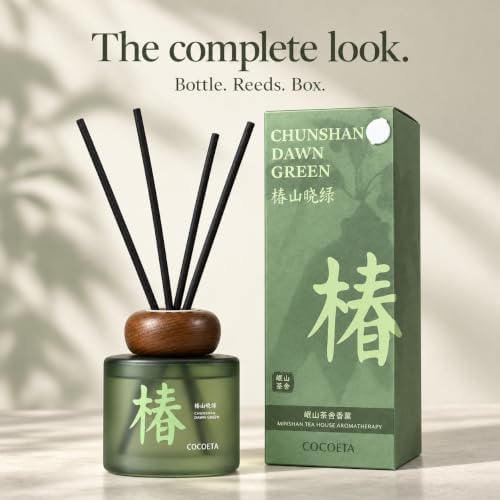 Dawn Camellia Grove Amalfi Lemon & Mint Reed Diffuser, 5.9 Fl Oz – Fresh Citrus Home Fragrance for Up to 90 Days - Reusable, Refillable Glass Holder - Includes 4 Natural Reed Sticks - Flame Free