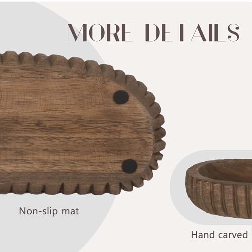 Oakrain Wooden Decorative Bowl for Home Decor, 16" Rustic Dough Bowl