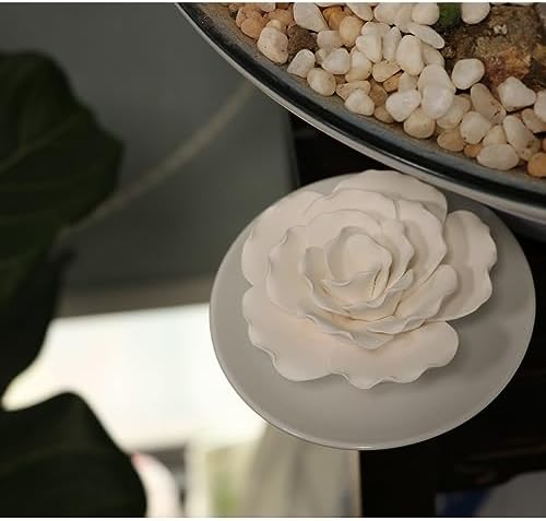 Passive Diffuser for Essential Oil-Ceramic Diffuser Non Electric Oil Diffusers for Small Mini Room, Desk Decorative, Bathroom (White Hibiscus)