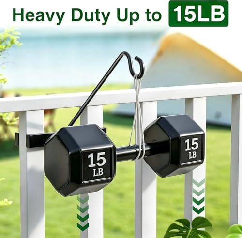 2 Pack 17Inch Deck Hook, Deck Bird Feeder Hanger for Railing 15lbs Capacity