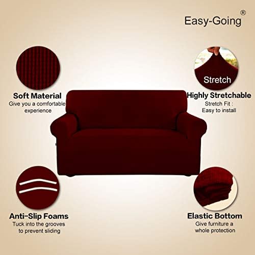 Easy-Going Stretch Oversized Sofa Couch Slipcover Washable Wine