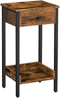 HOOBRO Tall End Table, Industrial Side Table with Drawer and Storage Shelf