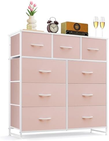 9-Drawer Dresser for Bedroom, Anti-Tip Tall Storage Organizer