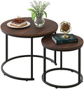 aboxoo Coffee Table Nesting Side Round Set of 2 End Table Top Sturdy Metal Frame Desk Centerpiece Living Room Bedroom Apartment Modern Industrial Simple Nightstand