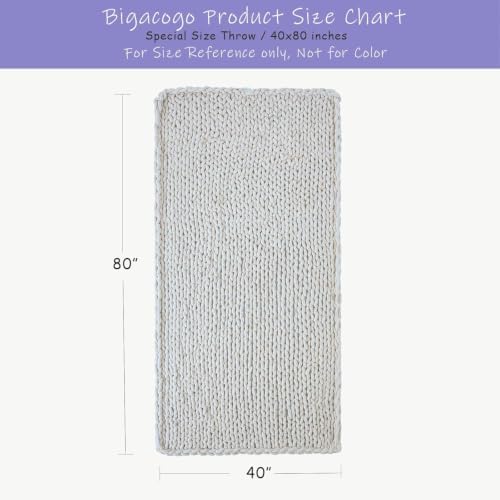 Bigacogo Chunky Knit Throw Blanket for Couch, 40x80 inches, Beige