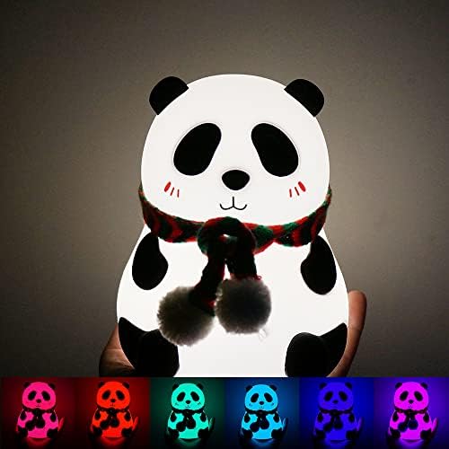LED Kids Night Light Cute 7 Colors Panda Nursing Night Light Non-flickering Eye-caring Lamp-USB Rechargeable, Touch Control, Multi-color and Warm White Can be Switched, Ideal Gift