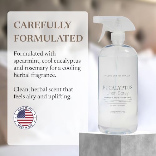 Hillhouse Naturals - Linen Spray - Made in the USA - Eucalyptus Scent - 1 L