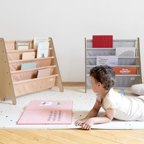 3 Sprouts Recycled Kids Bookshelf, Holds 35 Books, 4-Tier, Gray