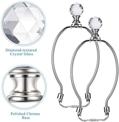 Mudder 2 Pcs Crystal Lamp Finial Diamond Knob 1-3/4 Inches,Silver Base