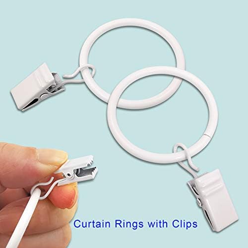 100 Pack Metal Curtain Rings with Clips, 1.5 in ID, White