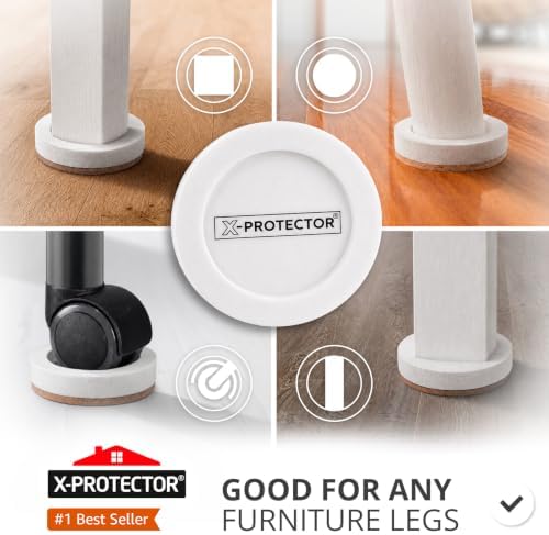 Felt Furniture Sliders for Hardwood Floors X-PROTECTOR 8 PCS 3 ½”