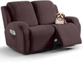 VANSOFY Stretch Recliner Loveseat Cover, 6-Pieces Slipcover, 2 Seat,Dark Coffee