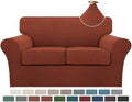 Turquoize 3 Piece Sofa Covers for 2 Cushion Couch Sofa Slipcover Soft Couch Cover for Dogs-Washable Sofa Furniture Covers with 2 Individual Cushion Covers, Thick Jacquard Fabric (Loveseat, Rust)