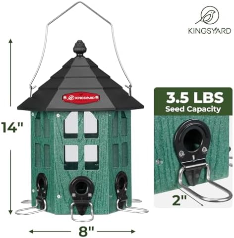 Kingsyard Hopper Bird Feeders for Outdoors Hanging, Squirrel-Proof