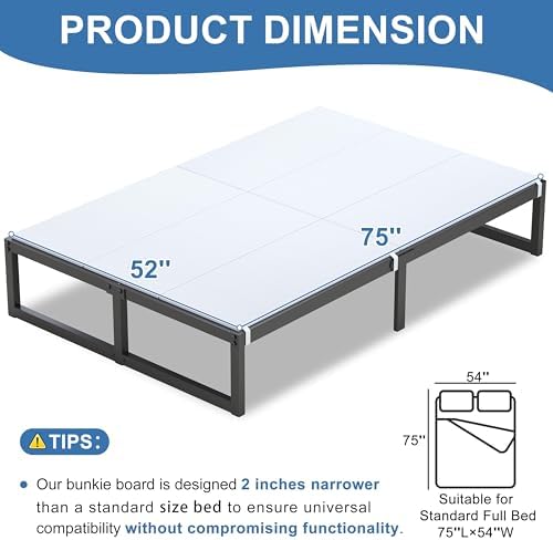 Lutown-Teen Bunkie Board Full High-Density Polymer Bed Support, White