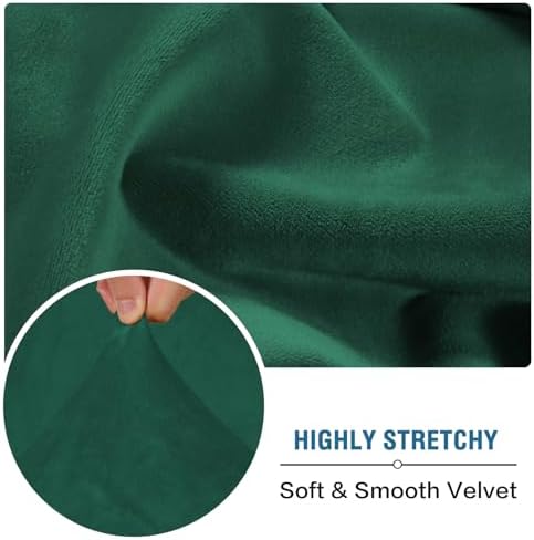 H.VERSAILTEX Velvet Stretch Couch Cushion Cover Plush Cushion Slipcover Cushion Furniture Protector Seat Cushion Sofa Cover (2 Piece Large Sofa Cushion Covers, Vintage Green)
