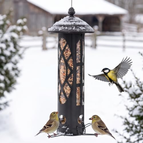 Veehoo Squirrel Proof Bird Feeders for Outdoors Hanging, Holds Up to 3.5 lb