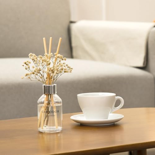 COCODOR Flower Reed Diffuser Set / 3.4oz / Black Cherry/Scent Diffuser with Sticks Home Fragrance Reed Diffuser for Bathroom Shelf Decor (Pack of 2)