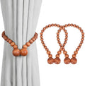 KLOGTSIND Magnetic Curtain Tiebacks, 2 Pack Wood Bead Curtain Holdbacks