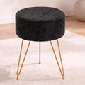 DUMOS Vanity Chair, Vanity Stool, Round Ottoman Foot Rest, Black