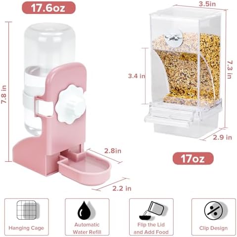 Lemtrflo No Mess Bird Feeder Water Dispenser Set, Automatic Bird Feeder