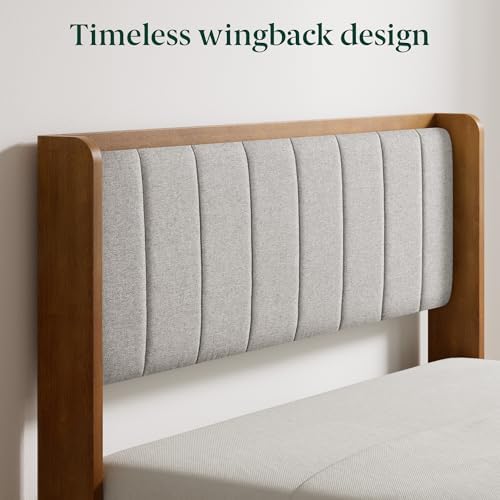 Zinus Jonas Bamboo Platform Bed Frame, Wingback Headboard, King