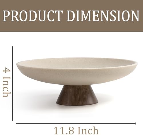 LIN CHUAN Large Decorative Bowl, Resin Pedestal Fruit Bowl, Brown
