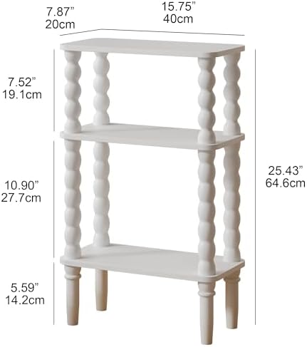 Veegle Narrow Side Table Small End Table for Small Spaces White