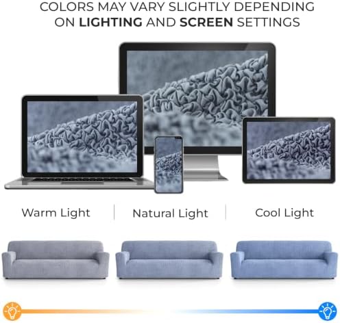 PAULATO Premium Stretch Couch Covers for Sofa - Sofa Chair Cover Washable, Dogs & Pets Friendly - Elastic Polyester Loveseat Slipcovers - Non-Slip Love Seat Couch Covers - Blue (86"-120" Wide)