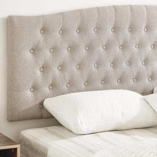 24KF Upholstered Tufted Button Linen Wall Mounted Headboard,Comfortable Fashional Headboard King/CA King Size, 6055-K-Linen