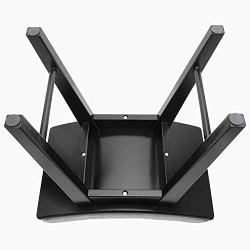 URFORESTIC Oak Wood Vanity Stool, Modern Makeup Dressing Stool with Concave Seat Surface,Capacity 300lb, Easy Assembly (Black)