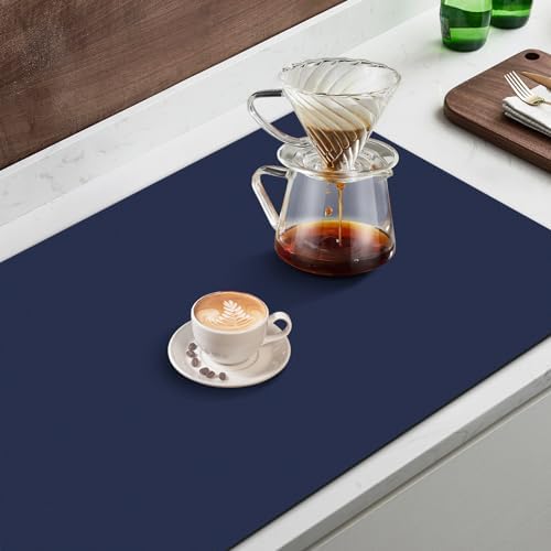 Coffee Mat Super Absorbent Dish Drying Mat Coffee Bar Mat 17"x 30", Blue